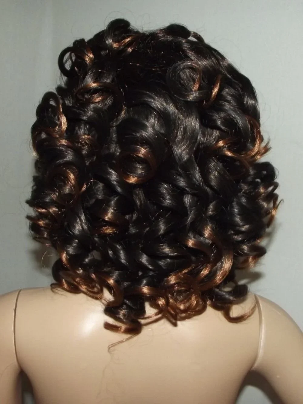 Keat Curly Wig Womens Afro Ombre Brown Natural Short Afro Loose Bangs Daily Wear